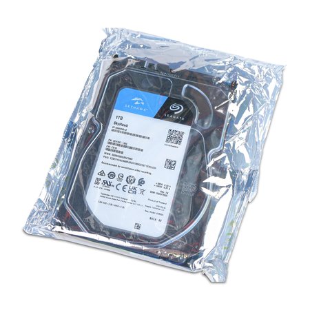 Seagate SkyHawk ST1000VX013 1TB 5.4K RPM SATA 6Gb/s 512e 256MB 3.5" HDD,  Front Angled View