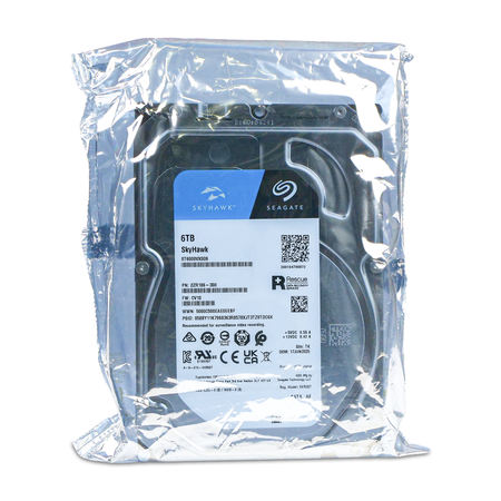 Seagate SkyHawk ST6000VX009 6TB 5.4K RPM SATA 6Gb/s 512e 256MB 3.5" HDD, Front View