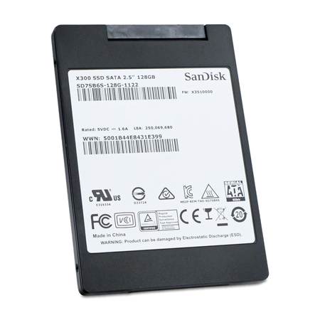 SanDisk X300 SD7SB6S-128G-1122 128GB SATA 6 Gb/s TLC 2.5" SSD, Front Angled View