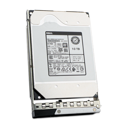 Dell G14 0RVFR2 10TB SATA hard drive in drive tray, front label, drive slightly rotated