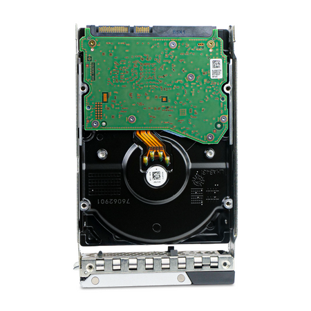 Dell G14 0RVFR2 10TB SATA hard drive in drive tray, underside circuit board, straight-on