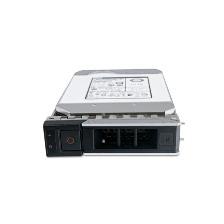 Dell G14 0RVFR2 10TB SATA hard drive in drive tray, front bezel with release button and status lights, straight-on