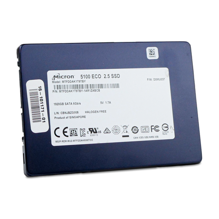 Micron 5100 ECO 1.92TB SATA SSD, front label, drive slightly rotated