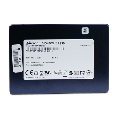 Micron 5100 ECO 1.92TB SATA SSD, front label, straight-on