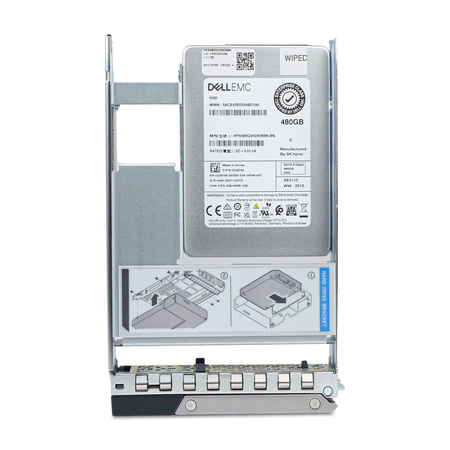 Dell G14 03397M 480GB SATA Hybrid 3.5in SSD, top label in hybrid tray adapter, straight-on