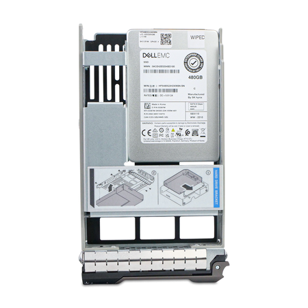 Dell G13 03397M 480GB SATA Hybrid 3.5in SSD, top label in hybrid tray adapter, straight-on