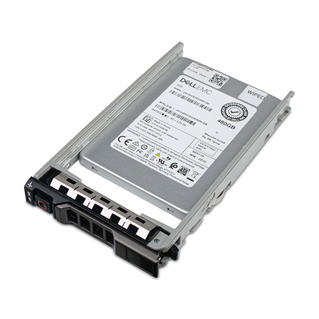 Dell G13 03397M 480GB SATA 2.5in SSD, top label in hot-swap tray, lying at an angle