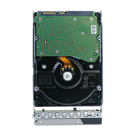 Dell G14 118000331 12TB 7.2K RPM SATA 6Gb/s 4Kn 3.5in HDD, underside circuit board in tray, straight-on