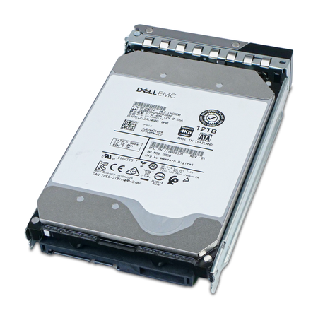 Dell G14 118000331 12TB 7.2K RPM SATA 6Gb/s 4Kn 3.5in HDD, front label in tray, elevated angle