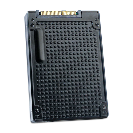 Western Digital Ultrastar DC SN650 15.36TB U.3 NVMe SSD, rear heatsink casing with connector, drive slightly rotated