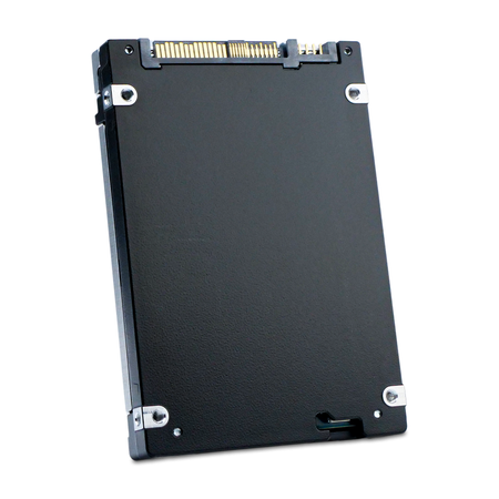 Kioxia CD6-R KCD6XLUL7T68 7.68TB U.3 NVMe SSD, rear casing with connector, drive slightly rotated