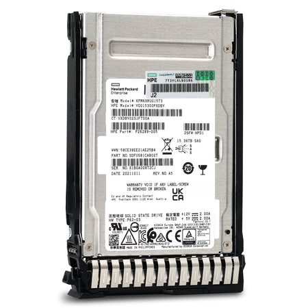 HPE PM6-R P26314-B21 KPM6XRUG15T3 15.36TB SAS 22.5Gb/s 3D TLC SIE 2.5in Recertified Solid State Drive - Front View