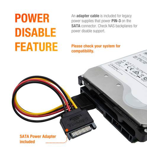 Western Digital Ultrastar HC560 WUH722020ALE604 0F38752 20TB 7.2K RPM SATA 6Gb/s 512e Power Disable 3.5in Refurbished HDD - Power Disable Feature