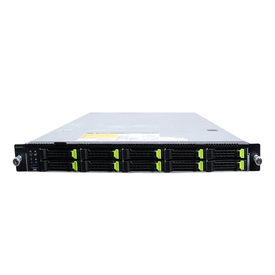 Gigabyte 1U rackmount server with ten drive bays, front view.
