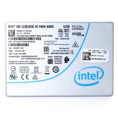 Intel DC P4610 SSDPE2KE032T8 3.2TB PCIe Gen 3.1 x4 4GB/s U.2 NVMe 2.5in Refurbished SSD