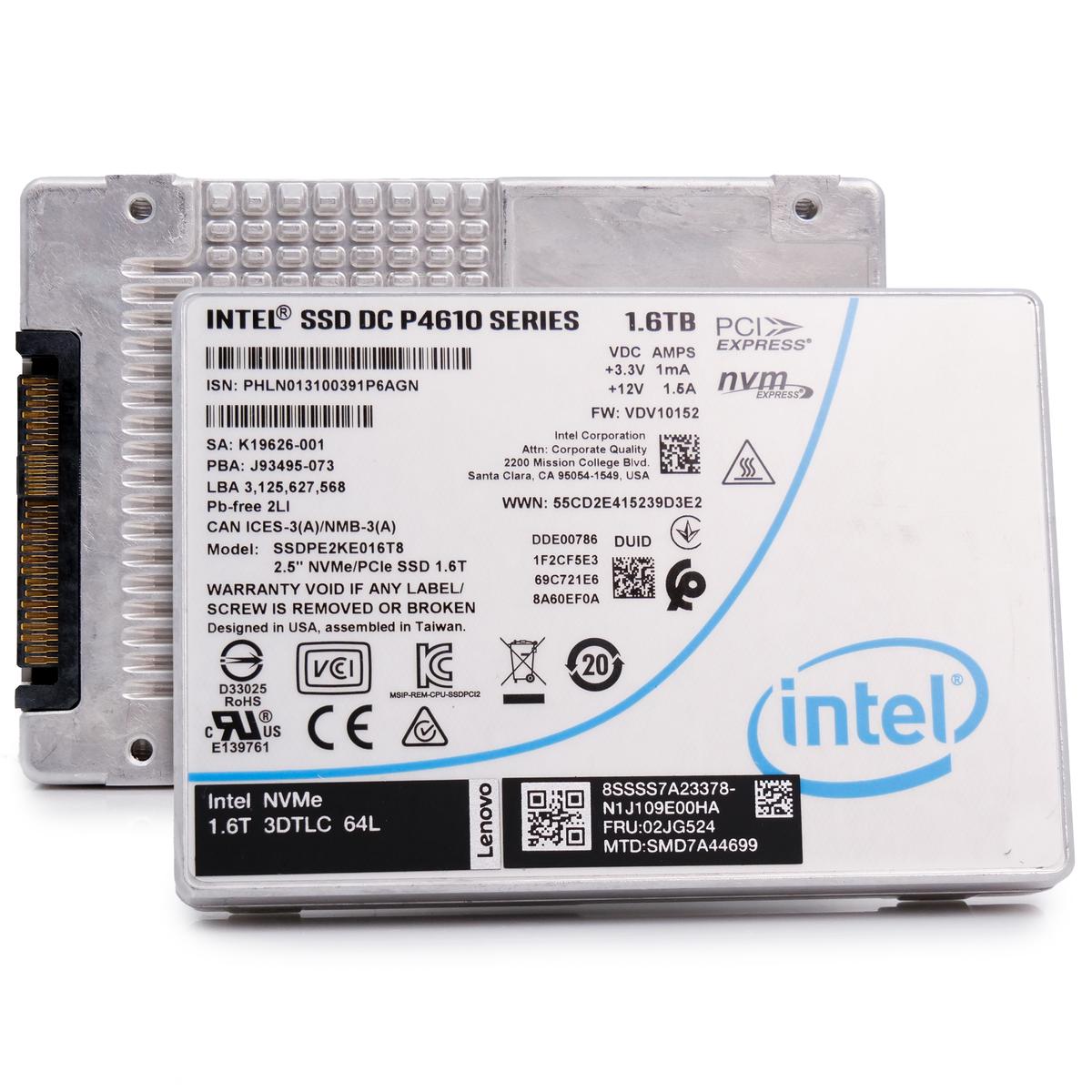 Intel/Lenovo P4610 SSDPE2KE016T8 1.6TB U.2 PCIe Gen 3.0 x4 2.5