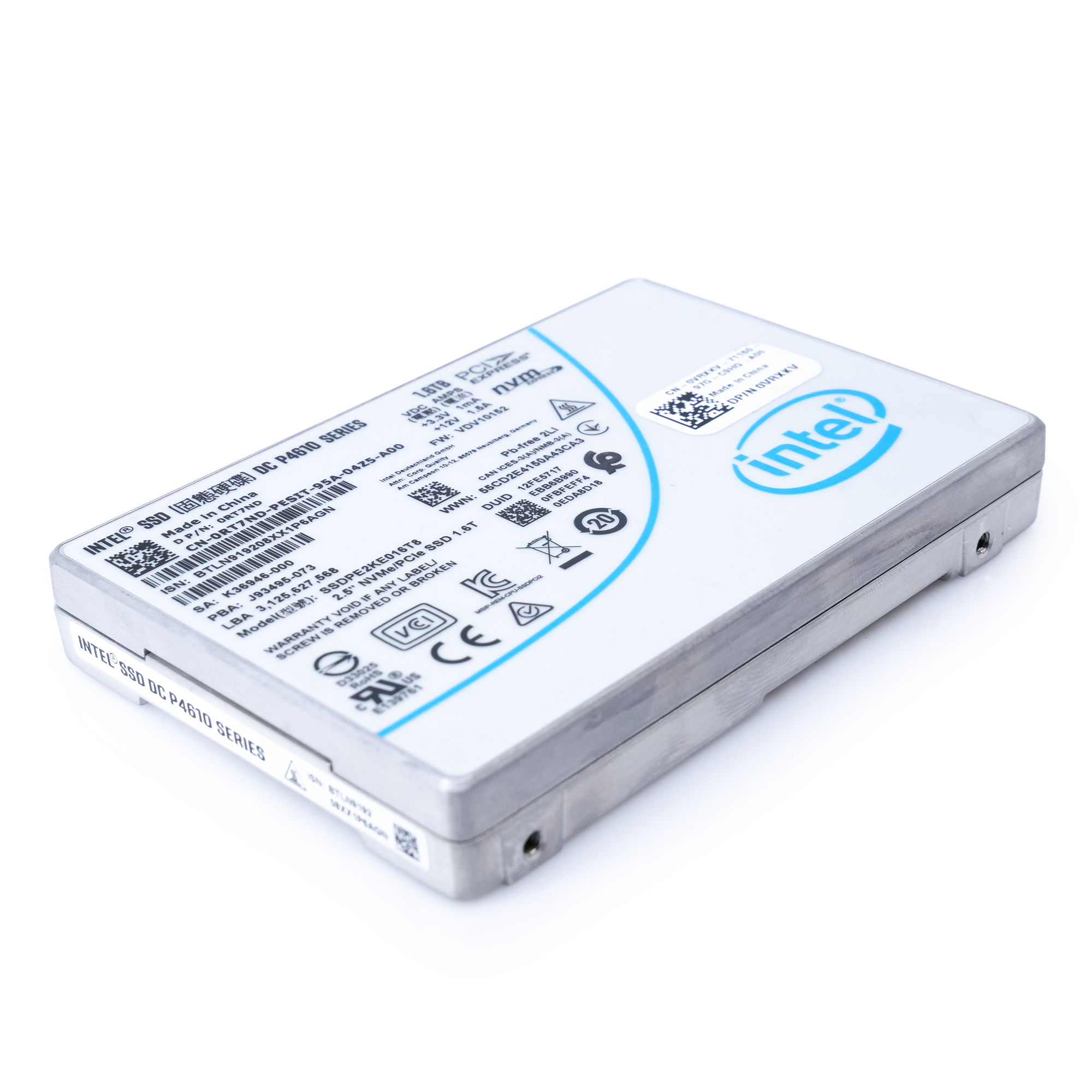 Intel P4610 SSDPE2KE016T8 1.6TB PCIe Gen 3.1 x4 4GB/s U.2 NVMe 2.5in Refurbished SSD