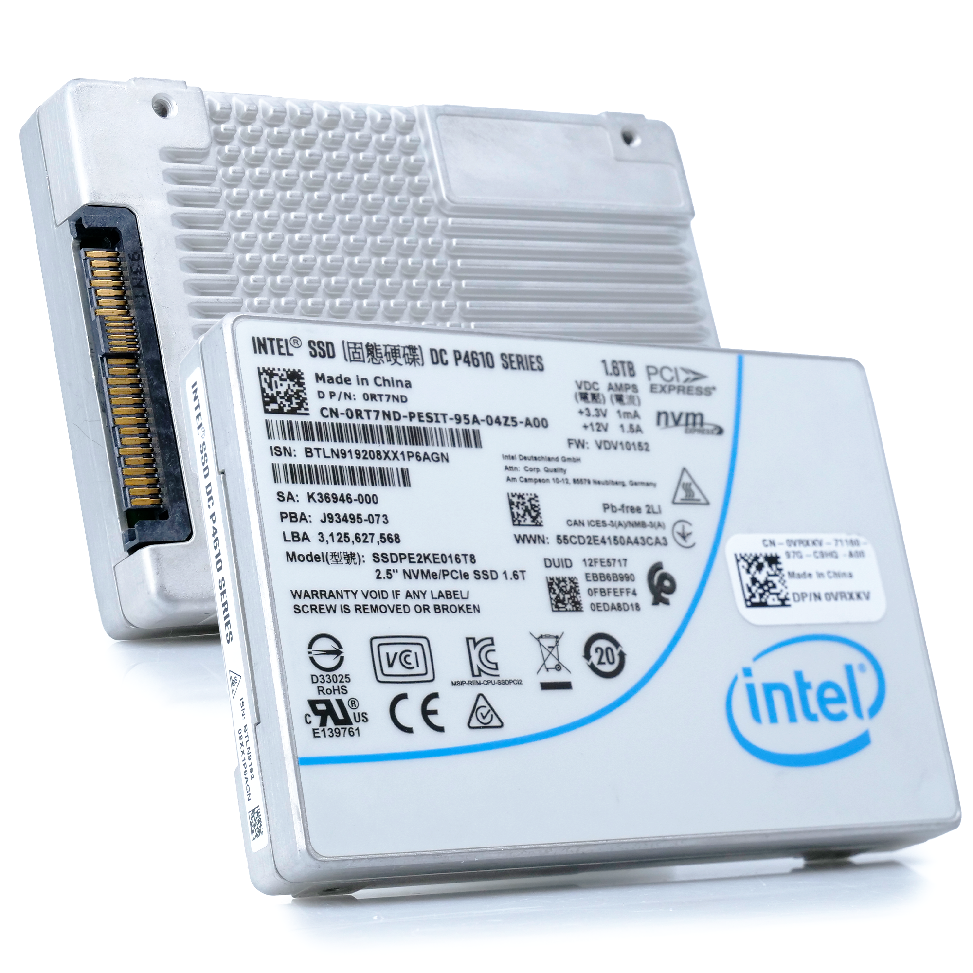 Intel DC P4610 SSDPE2KE016T8 1.6TB PCIe Gen 3.0 x4 4GB/s U.2 NVMe 2.5"in Recertified Solid State Drive