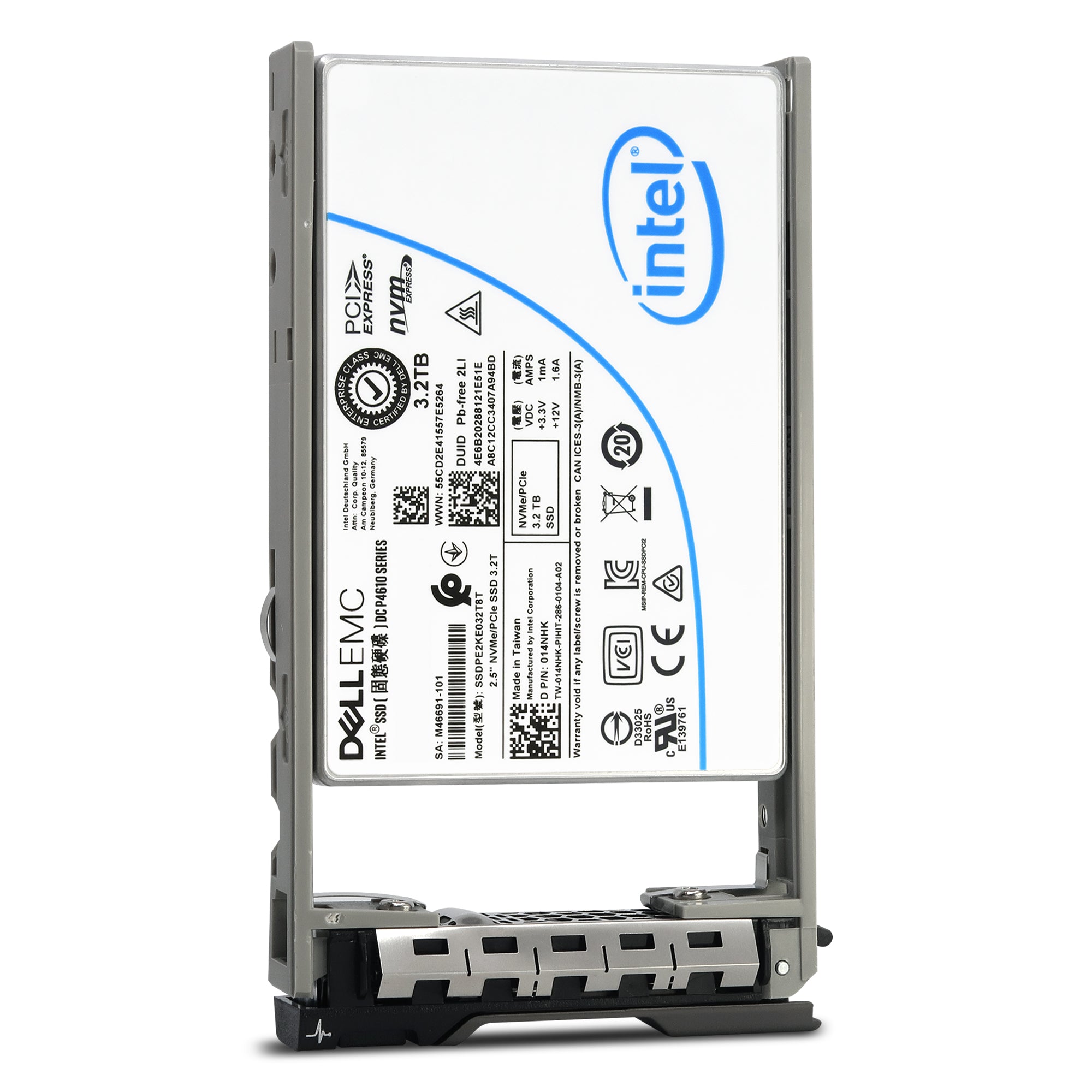 Dell G13 SSDPE2KE032T8TB 014NHK 3.2TB PCIe Gen 3.1 X4 4GB/s 3D TLC 3DWPD U.2 NVMe 2.5in Solid State Drive - Front View