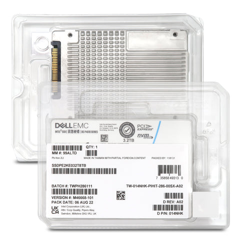 Dell P4610 SSDPE2KE032T8TB 014NHK 3.2TB PCIe Gen 3.1 X4 4GB/s 3D TLC 3DWPD U.2 NVMe 2.5in Solid State Drive - Factory Sealed New