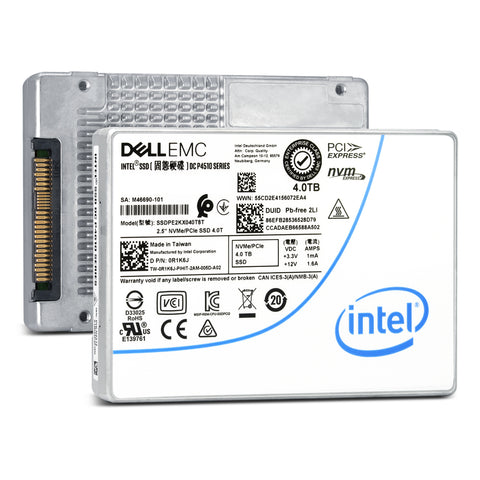 Dell P4510 SSDPE2KX040T8TB 0R1K6J 4TB PCIe Gen 3.1 X4 4GB/s 3D TLC 1DWPD U.2 NVMe 2.5in Solid State Drive - Factory Sealed New