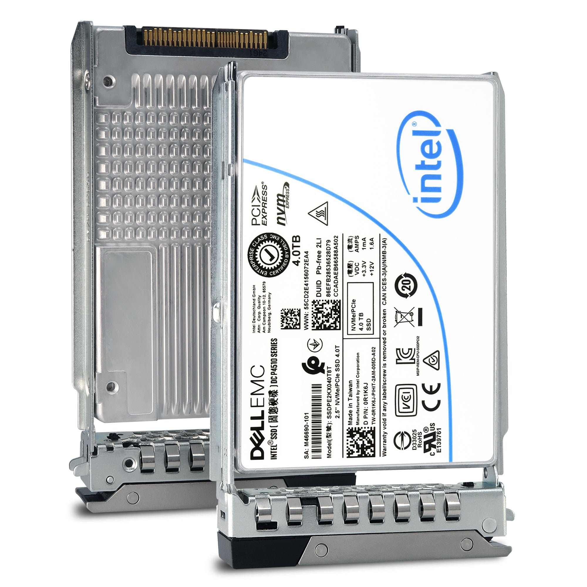 Dell G14 SSDPE2KX040T8T 0R1K6J 4TB PCIe Gen 3.1 X4 4GB/s 3D TLC 1DWPD U.2 NVMe 2.5in Recertified Solid State Drive