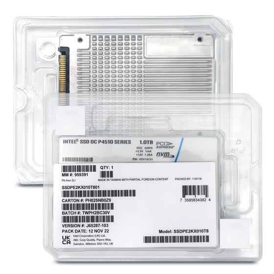 Intel P4510 SSDPE2KX010T801 1TB PCIe Gen 3.1 X4 4GB/s 3D TLC 1DWPD U.2 NVMe 2.5in Solid State Drive - Factory Sealed New