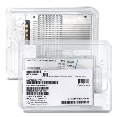 Intel P4510 SSDPE2KX010T801 1TB PCIe Gen 3.1 X4 4GB/s 3D TLC 1DWPD U.2 NVMe 2.5in Solid State Drive - Factory Sealed New