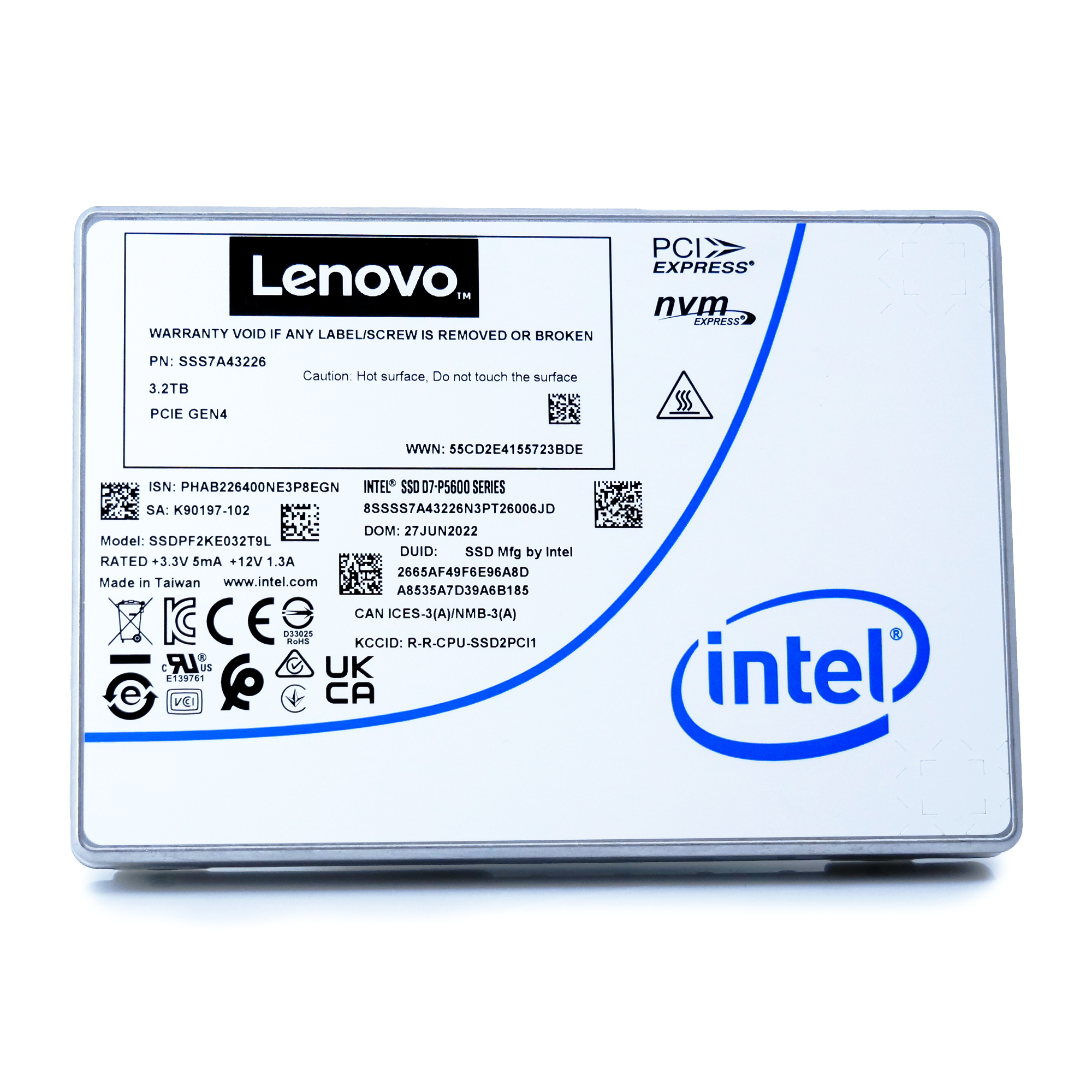 Intel/Lenovo P5600 SSDPF2KE032T9LN 3.2TB U.2 8GB/s 3D TLC 2.5in Solid State Drive