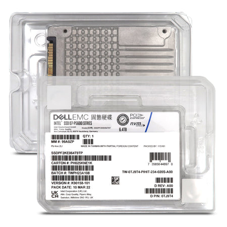 Dell D7-P5600 SSDPF2KE064T9TP 0TJ9T4 6.4TB PCIe Gen 4.0 x4 8GB/s 3D TLC 3DWPD SED U.2 NVMe 2.5in Solid State Drive - Factory Sealed New