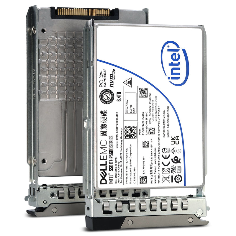 Dell G14 SSDPF2KE064T9TP 0TJ9T4 6.4TB PCIe Gen 4.0 x4 8GB/s 3D TLC 3DWPD SED U.2 NVMe 2.5in Recertified Solid State Drive