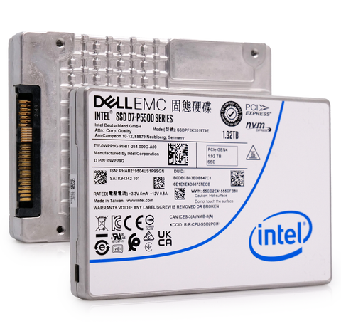 Intel P5500 SSDPF2KX019T9E 0WPP9G 1.92TB 1 DWPD PCIe 4.0 x4 8GB/s 3D TLC U.2 NVMe 2.5in Solid State Drive