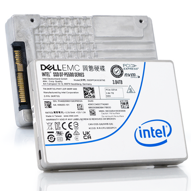 Dell D7-P5500 SSDPF2KX038T9TO 0KRT3G 3.84TB PCIe Gen 4.0 X4 8GB/s 3D TLC 1DWPD U.2 NVMe 2.5in Solid State Drive main