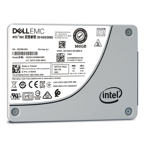 Dell D3-S4510 SSDSC2KB960G8R1 0T50K8 960GB SATA 6Gb/s 3D TLC 1DWPD 2.5in Refurbished SSD