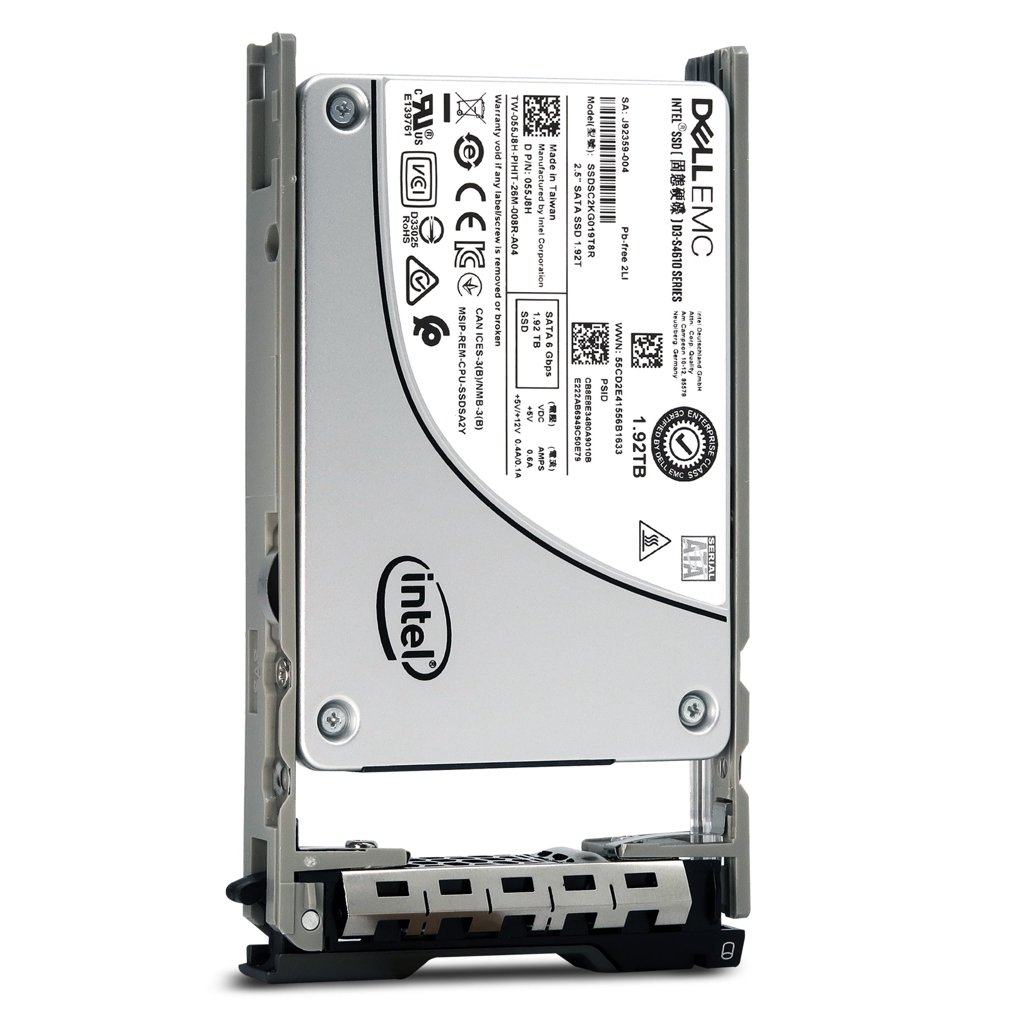 Dell G13 SSDSC2KG019T8R 055J8H 1.92TB SATA 6Gb/s 3D TLC 3DWPD 2.5in Solid State Drive - Front View