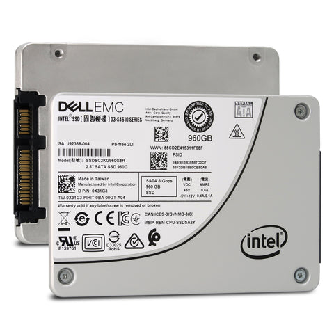 Dell D3-S4610 SSDSC2KG960G8R 0X31G3 960GB SATA 6Gb/s 3D TLC 3DWPD 2.5in Solid State Drive