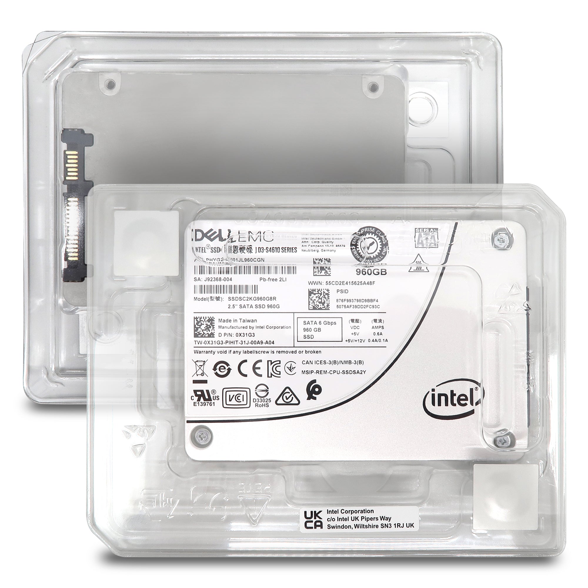 Dell D3-S4610 SSDSC2KG960G8R 0X31G3 960GB SATA 6Gb/s 3D TLC 3DWPD 2.5in Solid State Drive