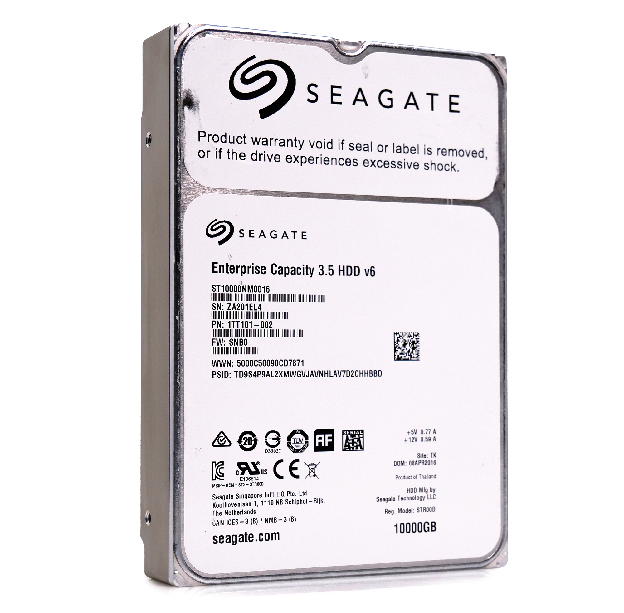 Seagate Exos X10 ST10000NM0016 10TB 7.2K RPM SATA 6Gb/s 512e 256MB 3.5" Hard Drive