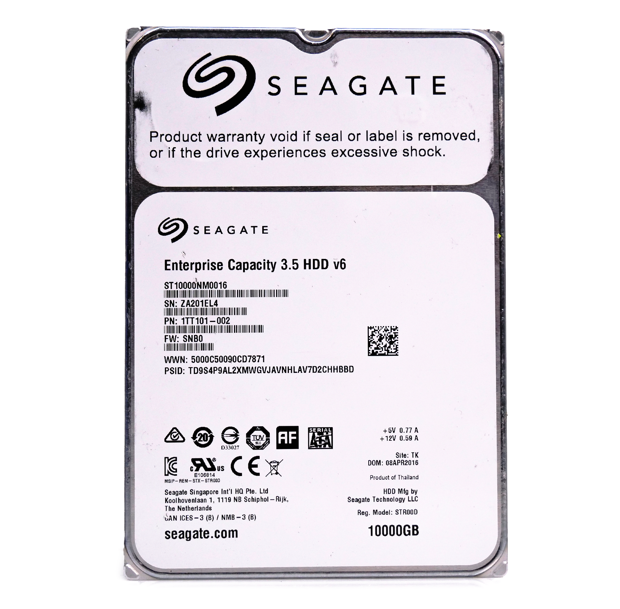 Seagate Exos X10 ST10000NM0016 10TB 7.2K RPM SATA 6Gb/s 512e 256MB 3.5" Hard Drive