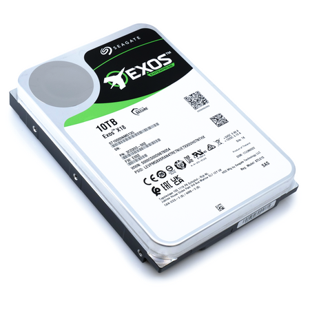 Seagate Exos X18 ST10000NM013G 10TB 7.2K RPM SAS 12Gb/s 512e FastFormat 3.5in Hard Drive flat front.