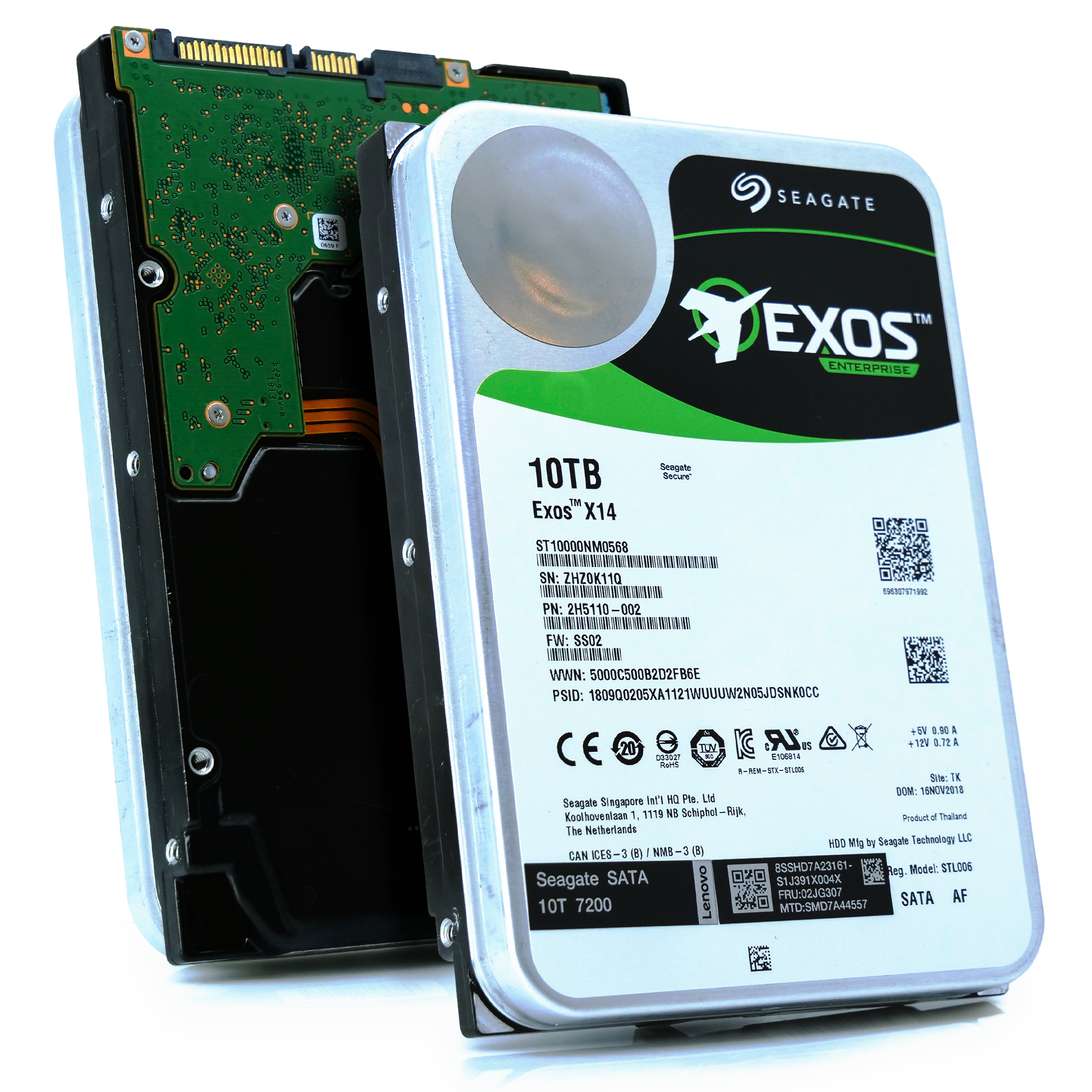 Seagate/Lenovo Exos X14 ST10000NM0568 10TB 7.2K RPM SATA 6Gb/s 512e/4Kn SED 3.5in Hard Drive