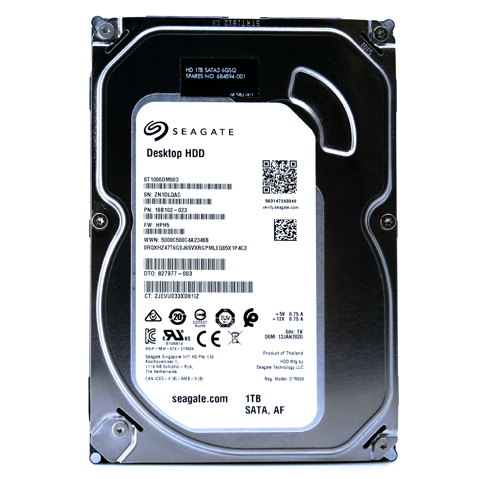 Seagate Barracuda Desktop HDD ST1000DM003 1TB 7.2K RPM SATA 6Gb/s 3.5in Refurbished HDD