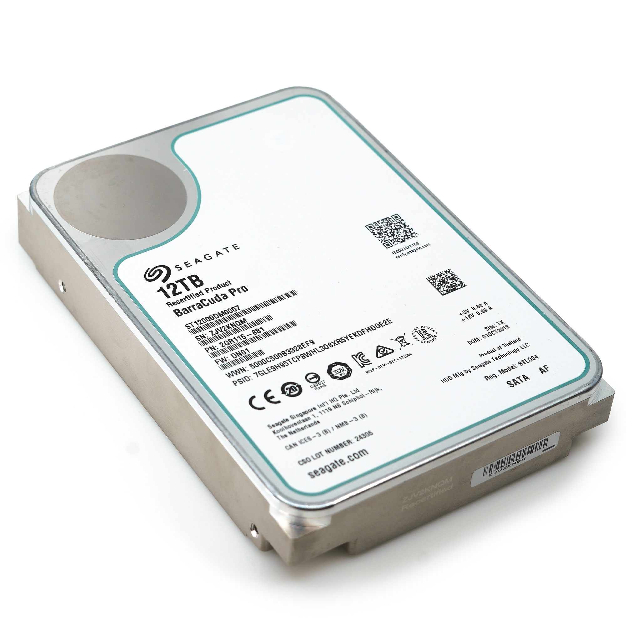 Seagate Barracuda Pro ST12000DM0007 12TB 7.2K RPM SATA 6Gb/s 256MB 3.5" Manufacturer Recertified HDD