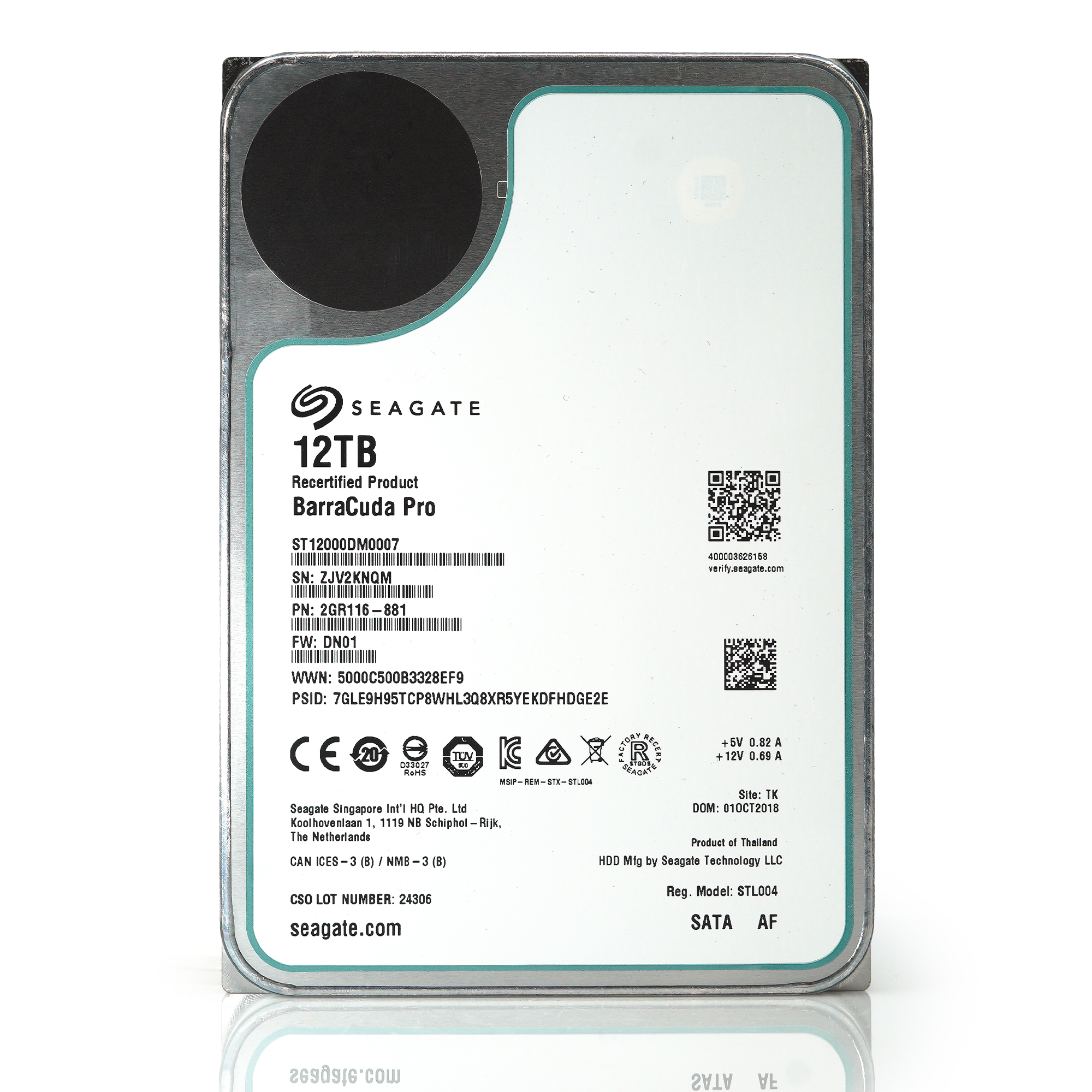 Seagate Barracuda Pro ST12000DM0007 12TB 7.2K RPM SATA 6Gb/s 256MB 3.5" Manufacturer Recertified HDD