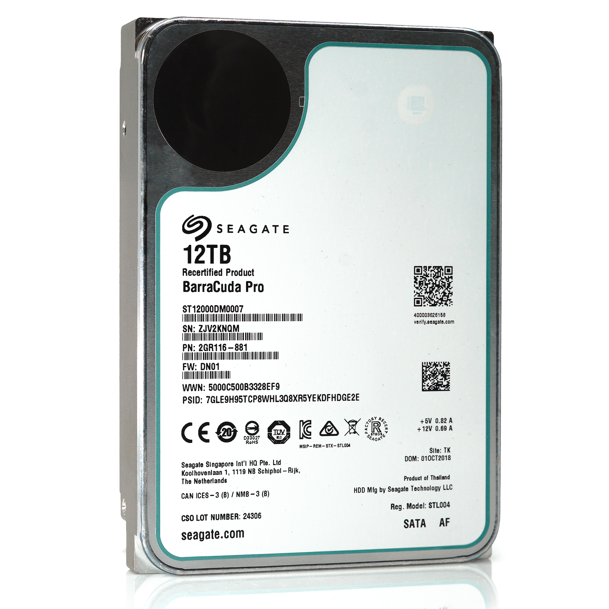 Seagate Barracuda Pro ST12000DM0007 12TB 7.2K RPM SATA 6Gb/s 256MB 3.5" Manufacturer Recertified HDD