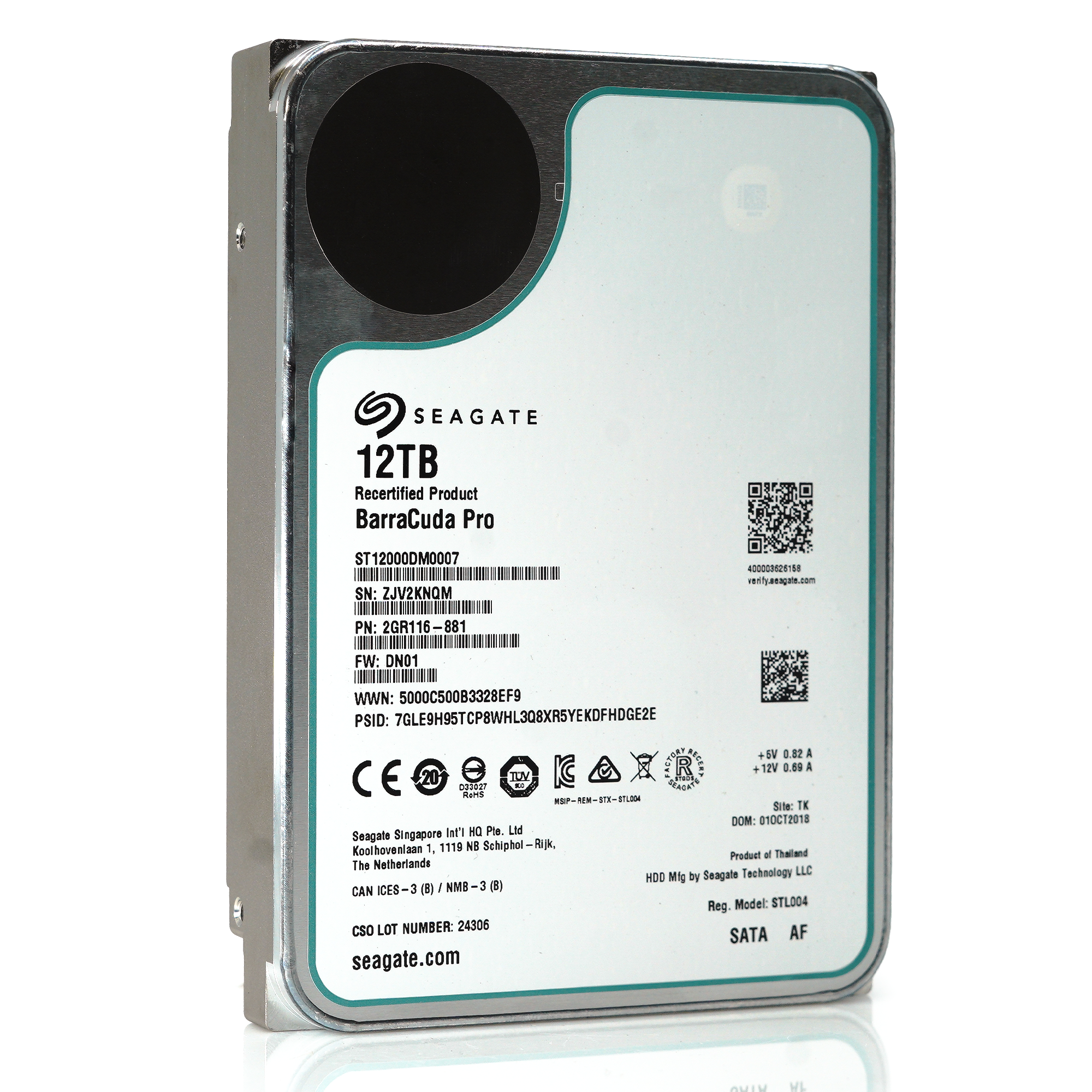 Seagate Barracuda Pro ST12000DM0007 12TB 7.2K RPM SATA 6Gb/s 256MB 3.5" Manufacturer Recertified HDD