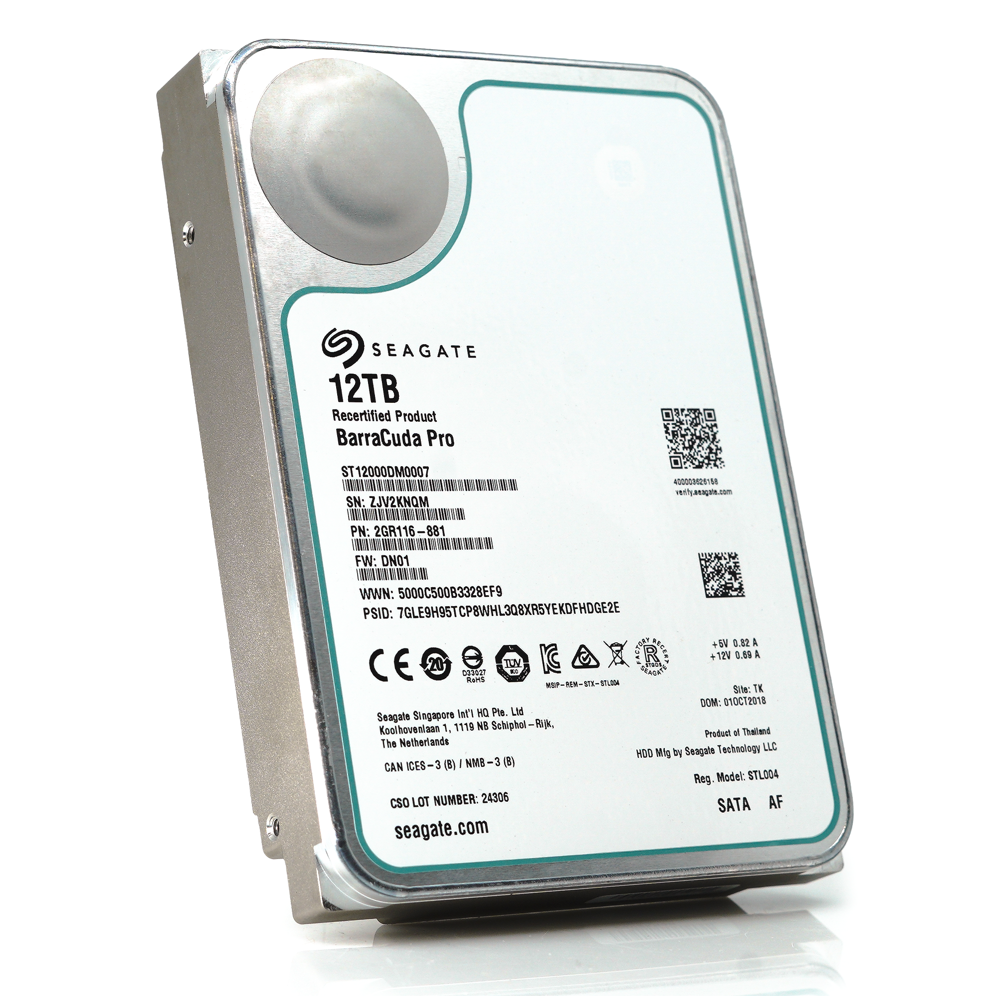 Seagate Barracuda Pro ST12000DM0007 12TB 7.2K RPM SATA 6Gb/s 256MB 3.5" Manufacturer Recertified HDD