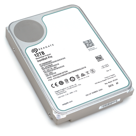 Seagate IronWolf Pro ST12000NE0007 12TB 7.2K RPM SATA 6Gb/s 512e NAS 3.5in Recertified Hard Drive - Flat View