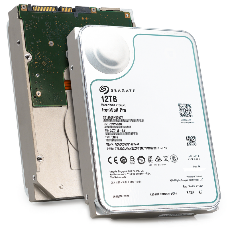 Seagate IronWolf Pro ST12000NE0007 12TB 7.2K RPM SATA 6Gb/s 512e NAS 3.5in Recertified Hard Drive