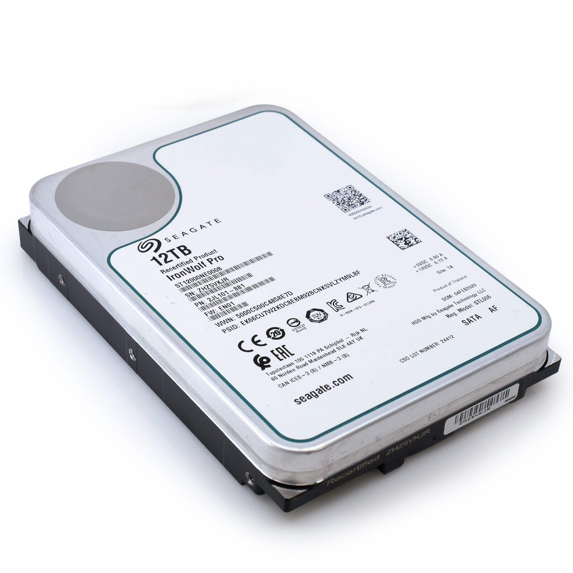 Seagate IronWolf Pro ST12000NE0008 12TB 7.2K RPM SATA 6Gb/s 512e 3.5in Refurbished HDD